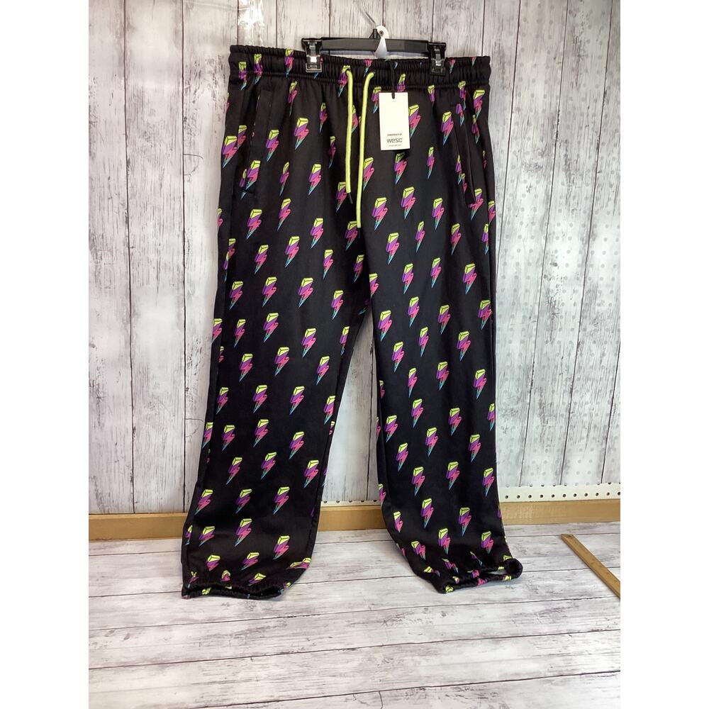 WeSC Men's Drawstrings Lightning Flash Print All Over Print Joggers, Sizes S-2XL